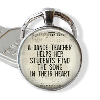 Yeni Öğretmen Anahtarlık Dans öğretmenleri öğrencilerin şarkıyı bulmasına yardımcı olur kalp Cam Anahtarlık Anahtarlık Takı Öğretmenler Günü Hediyesi İçin