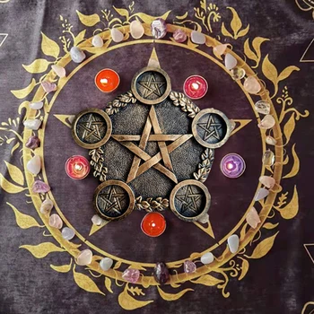 Astroloji Pentagram Reçine Şamdan Masa Pentagramı Sunak Tabağı Mumluk Reçine Kehanet Cadı Töreni Aksesuar