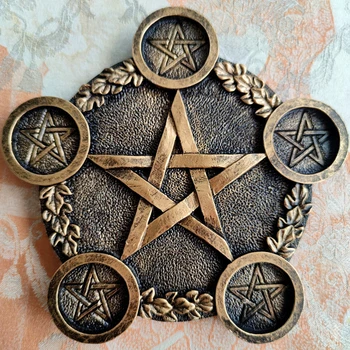 Astroloji Pentagram Reçine Şamdan Masa Pentagramı Sunak Tabağı Mumluk Reçine Kehanet Cadı Töreni Aksesuar 2
