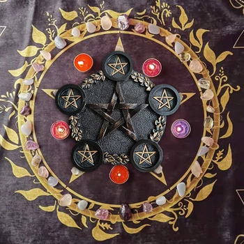 Astroloji Pentagram Reçine Şamdan Masa Pentagramı Sunak Tabağı Mumluk Reçine Kehanet Cadı Töreni Aksesuar 4