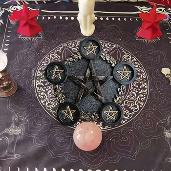 Astroloji Pentagram Reçine Şamdan Masa Pentagramı Sunak Tabağı Mumluk Reçine Kehanet Cadı Töreni Aksesuar 5
