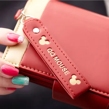 Kadın küçük cüzdan karikatür mickey sevimli bozuk para cüzdanı çile kart tutucu bayan cüzdanlar ve çantalar kadın cüzdan ünlü marka