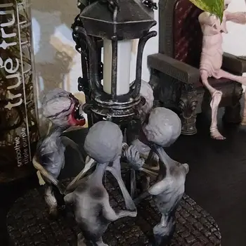 Yaratıcı Kanlı Lamba Dört Kafatası Heykeli Yenilik Korku zombi zincir ışık sanat Figürleri Yeni Gece Lambası Cadılar Bayramı Ev Dekor 0
