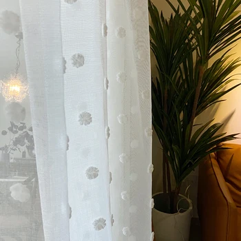 En Güzel 3D Peluş Nokta Tül Perde Oturma Odası İçin Kız Yatak Odası Çocuk Pencere Düz Renk Paneli Mutfak Tül Perdeler 1