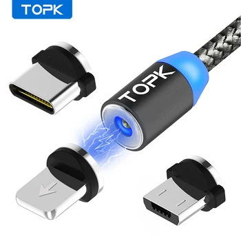TOPK AM17 Manyetik Kablo 1 m USB Tipi C Mıknatıs Şarj Mikro samsung USB kablosu Xiaomi Cep Telefonu kablo USB C 3