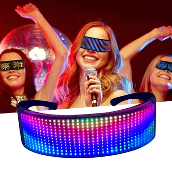 Sihirli Bluetooth Led Gözlük Parti için APP Kontrolü Aydınlık Gözlük USB Şarj DIY Hızlı Flaş LED Ekran Cadılar Bayramı Süslemeleri