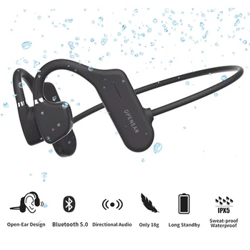 Kemik iletimli kulaklık Bluetooth 5.0 Kablosuz Açık Kulak Kulaklık Sweatproof Su Geçirmez Spor mikrofonlu kulaklık