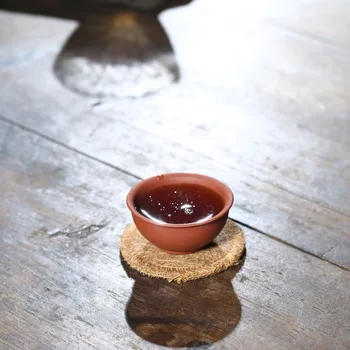 4 adet / grup Yixing El Yapımı Mor Kil Çay Fincanı Seyahat Meditasyon Fincan Otantik Zisha Çay Kase Bambu Ana Bardak Çin Çay Seti 50 ml 5
