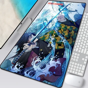 XL Anime iblis avcısı Mousepad HD Baskı Bilgisayar Oyuncuları Kilitleme Kilit Kenar Mouse Pad XXL90x40cm Klavye PC masa pedi Csgo Pad