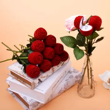 Yaratıcı Gül Yüzük Kutusu Çiçek Akın Tutucu Kadife Düğün Teklif Nişan Sevgililer Günü Hediye Kutusu Ambalaj Takı Çantası 2