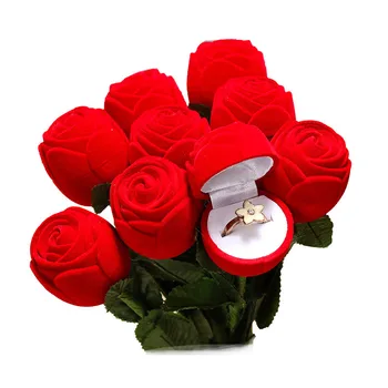 Yaratıcı Gül Yüzük Kutusu Çiçek Akın Tutucu Kadife Düğün Teklif Nişan Sevgililer Günü Hediye Kutusu Ambalaj Takı Çantası 5