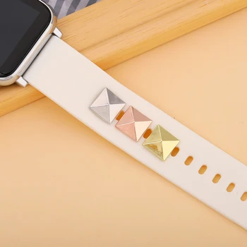 Kordonlu saat Dekoratif Takılar Silikon Kayış Kare Kolye Takı Takılar Apple Bilezik Çivi cazibe Aksesuarları İwatch için