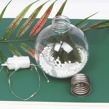 Toptan 1 Adet 8cm şeffaf plastik noel süs topu ışık ile şeffaf Biblo noel partisi için hediye kutusu süslemeleri