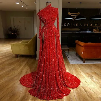 Arapça Müslüman Örgün Abiye Uzun Mermaid Bir Omuz Balo Elbise 2019 Dubai Couture Kaftan Vestidos De Fiesta De Noche