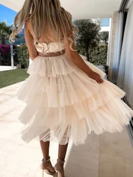 2022 Kadın Kolsuz Straplez Prenses Elbiseler Yaz Tatlı Katı Balo Bayanlar Kek Elbise Dantel-Up Streetwear Dropshipping