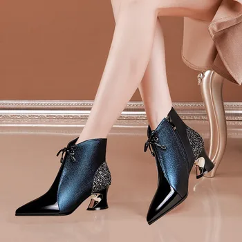Sıcak Satış Yaz Vintage İngiliz Tarzı Orta topuklu sandalet Çizmeler kadın ayakkabısı Moda Dekoratif Örgü Nefes kadın Botları