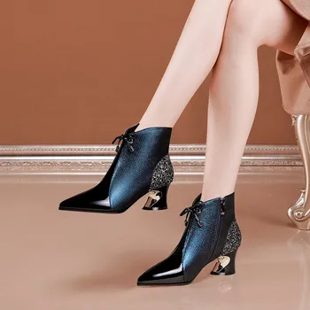 Sıcak Satış Yaz Vintage İngiliz Tarzı Orta topuklu sandalet Çizmeler kadın ayakkabısı Moda Dekoratif Örgü Nefes kadın Botları 3