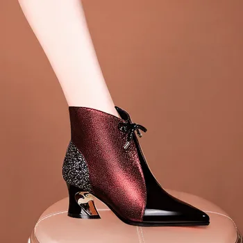 Sıcak Satış Yaz Vintage İngiliz Tarzı Orta topuklu sandalet Çizmeler kadın ayakkabısı Moda Dekoratif Örgü Nefes kadın Botları 5