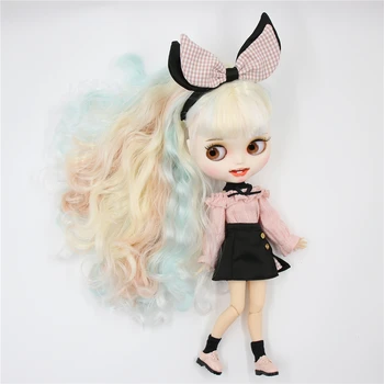 BUZLU DBS Blyth doll 1/6 bjd ortak vücut beyaz cilt mat yüz mul30cm oyuncak Renkli saç gülen yüz özel bebek anime 1
