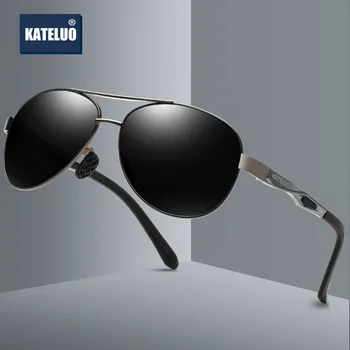KATELUO 2020 Klasik erkek Polarize Güneş Gözlüğü Pilot UV400 Lens Erkek güneş gözlüğü Tasarımcı sürüş gözlükleri Erkekler için Gözlük 7753