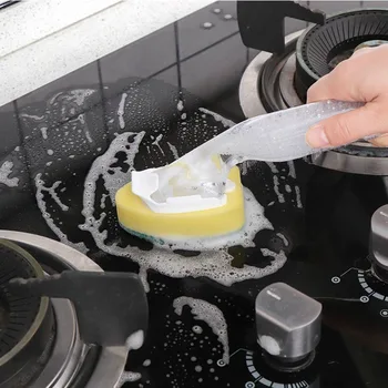 1 ADET Uzun Saplı Ayrılabilir Temizleme Fırçası Değiştirme Sünger Kafa Bulaşık Kase Yıkama Sabunluk Ev Mutfak Aksesuarları