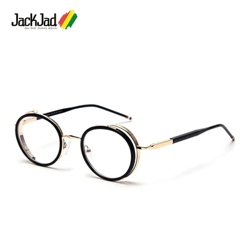 JackJad 2020 Moda Vintage Yuvarlak Tarzı TR90 Düz Gözlük Metal Anti Mavi Işın Marka Tasarım gözlük çerçevesi Gözlük Çerçevesi ZS52003 1
