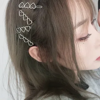 2021 Kore Takılar Aşk Kalp saç tokası Vintage Kore Takılar Harajuku Y2K Punk Patlama Klip saç aksesuarları Dedikoducu Kız Hediyeler 0