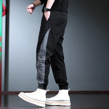 2022 Yaz Moda Joggers Erkekler kalem pantolon Streetwear Spor Rahat İnce Siyah İpli Pantolon