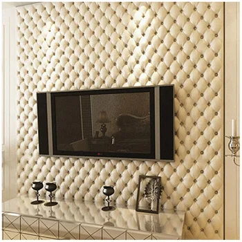 Lüks Avrupa Tarzı 3D İmitasyon Deri Yumuşak Duvar Kağıdı TV Arka Plan Duvar Yatak Odası Oturma Odası Sundurma Film ve Televizyon Duvar 2