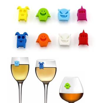8 Adet / takım Yeni Silikon Şeytan Şekli şarap bardağı Takılar şarap bardağı İşaretleyiciler Parti Kokteyller İçme Bardağı İşareti Vantuz Tanımlayıcı 3