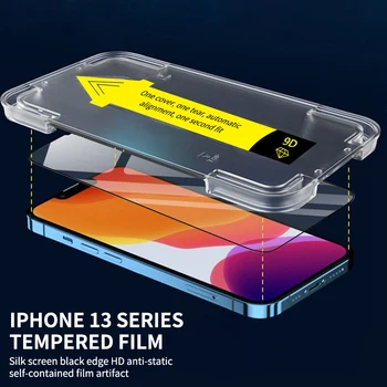 8K HD Lüks Hızlı Kurulum Tam Kapak Temperli Cam iPhone 14 13 12 11 Pro Max XR XS XR 14 Artı Mini Ekran Koruyucu Cam 0
