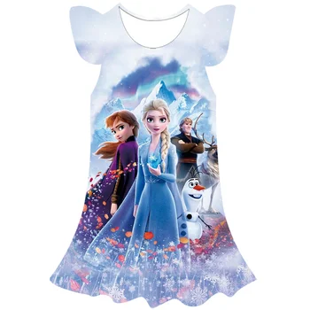 Dondurulmuş Kız Elbise Elsa 2 Cosplay Kostüm Çocuklar Fantezi Çocuk Önlük Prenses Vestidos Infantil Kar Kraliçesi Disney 0