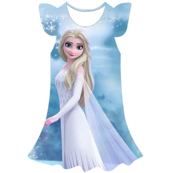 Dondurulmuş Kız Elbise Elsa 2 Cosplay Kostüm Çocuklar Fantezi Çocuk Önlük Prenses Vestidos Infantil Kar Kraliçesi Disney 2