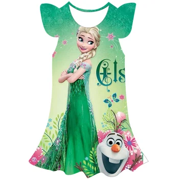 Dondurulmuş Kız Elbise Elsa 2 Cosplay Kostüm Çocuklar Fantezi Çocuk Önlük Prenses Vestidos Infantil Kar Kraliçesi Disney 3
