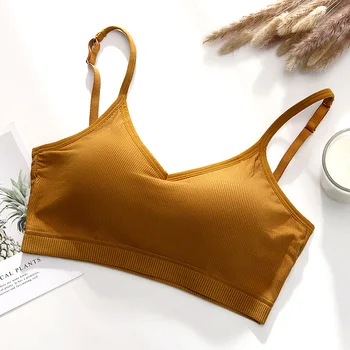 Bralette 2021 Dikişsiz Nefes Göğüs Pedi İç Çamaşırı U şeklinde Geri Push Up Sütyen Moda Kadın Streetwear Kadın Kırpma Üst