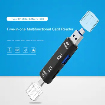 5 in 1 USB 3.0 Tip C / USB / mikro USB SD TF Hafıza kart okuyucu OTG Adaptör Konnektörü Yüksek Hızlı Bellek kart okuyucu PCI-E Yükseltici