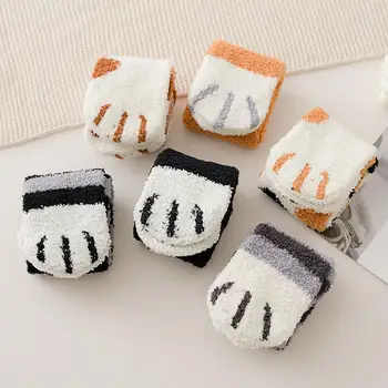 Moda Kadın Kedi Paw 3D Çorap Kalın Kızlar Komik Hayvan Karikatür Çorap Ayak Parmakları Zebra/Kaplan/Kedi Ayak Sox Çorap Sevimli Şerit