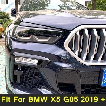 Ön Başkanı İşık Lambası Gözkapağı Kaş Şerit Kapak Trim İçin BMW X5 G05 2019 - 2022 Siyah / Karbon Fiber Bak Dış Aksesuarlar