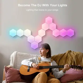 Tuya Akıllı Wifi RGB LED Lamba Müzik Ortam Kuantum Altıgen Dekorasyon İçin led ışık, Akıllı Yaşam Uygulaması, Destek Alexa Google Ev 4