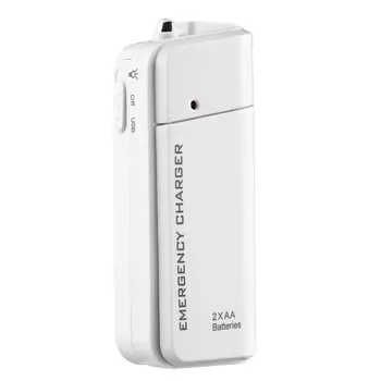 Evrensel Taşınabilir USB Acil 2 AA Pil Genişletici Şarj Güç Bankası Kaynağı Kutusu iphone cep telefonu Telefonu MP3 MP4 Beyaz