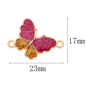23 * 17mm 2022 Trend Renkli Altın Tozu Kelebek Charm Takı Konektörü Kadınlar için Bilezik Kolye El Yapımı Aksesuarlar