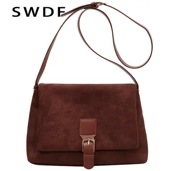 SWDF 2022 Kış Kadınlar için Ana Kesesi tasarımcı çantaları Vintage Süet Omuz Crossbody Çanta Bayanlar Tote alışveriş çantası Bolso