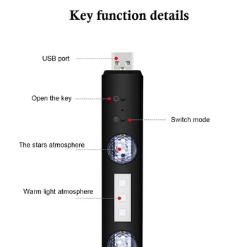 Çok renkli ortam lambası araba atmosfer ışıkları taşınabilir dekoratif ışık otomatik USB şarj edilebilir