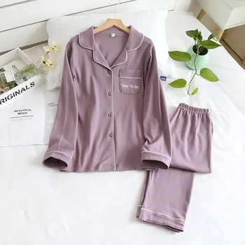 Kadın pamuklu Pijama Seti Sonbahar ve Kış Uzun Kollu Uzun Pantolon Çok Renkler Kadınlar için Pijama Kalınlaşma Gecelik Takım Elbise 5