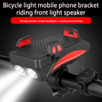 Çok fonksiyonlu bisiklet ışığı USB Solar Şarj telefon tutucu Bisiklet Lambası Güç Bankası Ön Bisiklet Lambası 4000mAh Bisiklet Led Lamba