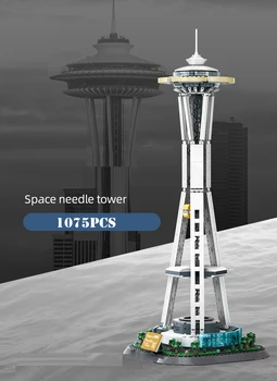 Model Şehir Mimarisi Uzay İğne Seattle Sembolü Sokak Görünümü Yapı Taşları Set Moc Tuğla DIY Monte Oyuncaklar Hediyeler