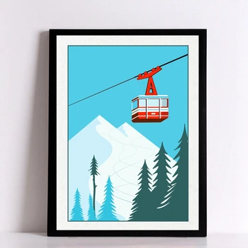 Soyut Retro Sanat Kış Sporları Dekorasyon Posteri Kayak Sanat Baskı tuval Boyama Resim Duvar Sanatı Kayak Ev Dekor Özel Hiçbir Çerçeve