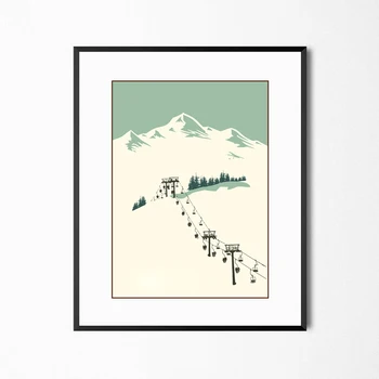 Soyut Retro Sanat Kış Sporları Dekorasyon Posteri Kayak Sanat Baskı tuval Boyama Resim Duvar Sanatı Kayak Ev Dekor Özel Hiçbir Çerçeve 4