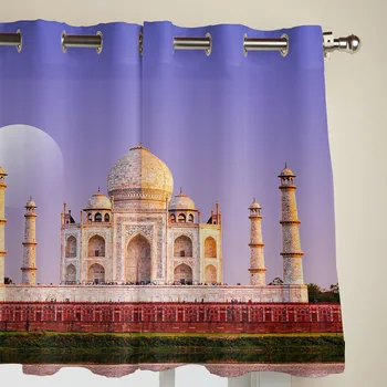 Taj Mahal Sanat Yakın Çekim Pencere Perdeleri Ev Dekorasyon Perdeleri Oturma Odası Yatak Odası için Modern Tasarım Perdeler
