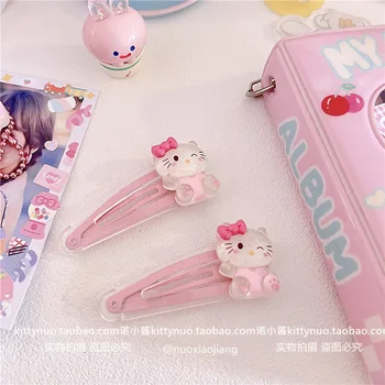 2 Adet Kawaii Kuromi Benim Melody Hello Kitty Pvc Tatlı saç tokası Kadın Sanrioed Anime Kız Kalp Sevimli çocuk saç aksesuarları 0